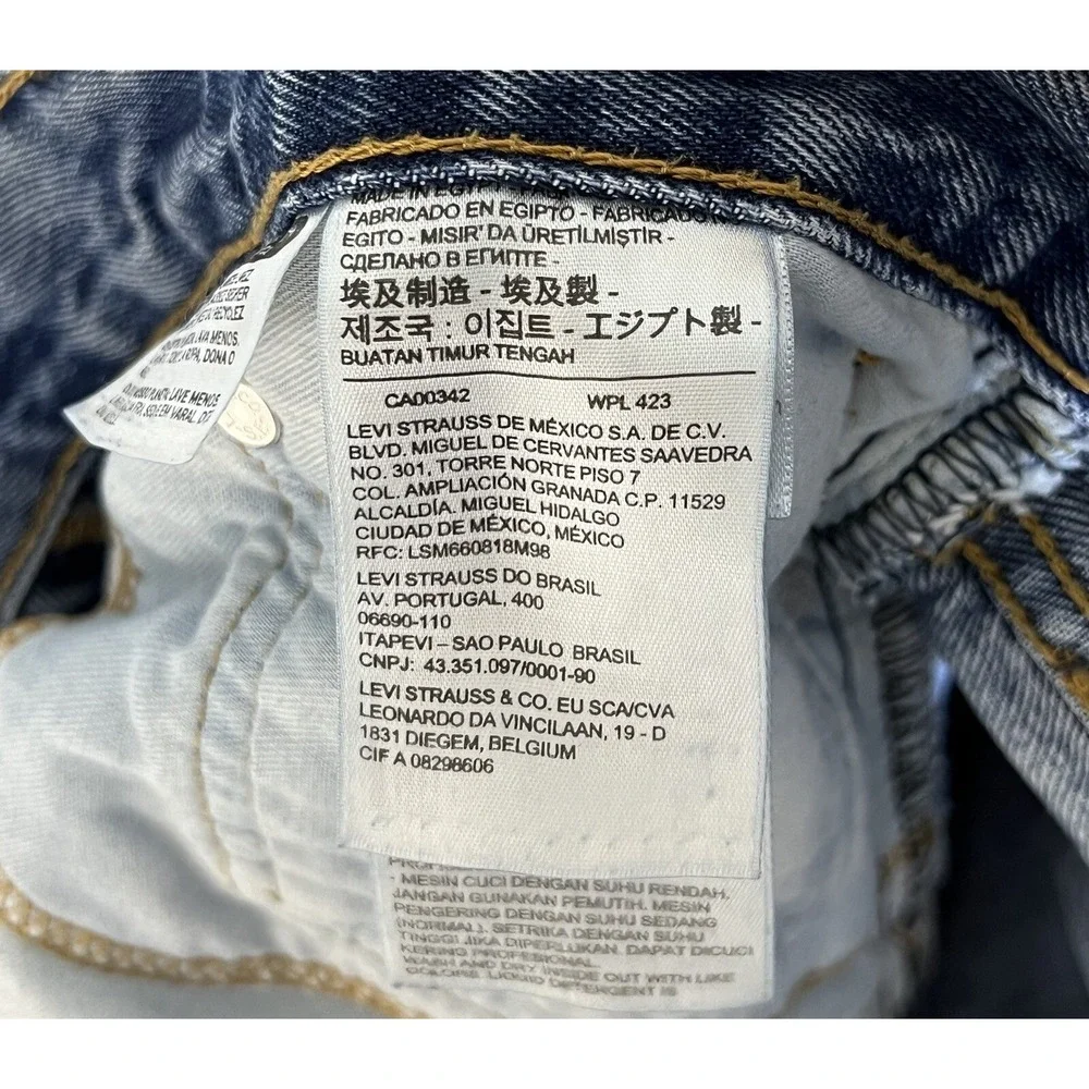 Levis 505‎ Jeans Mens Size 40x29 Blue Distressed Denim Cotton Straight Leg
